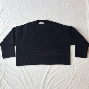 Zara Oversized Crop Navy Blue Sweater